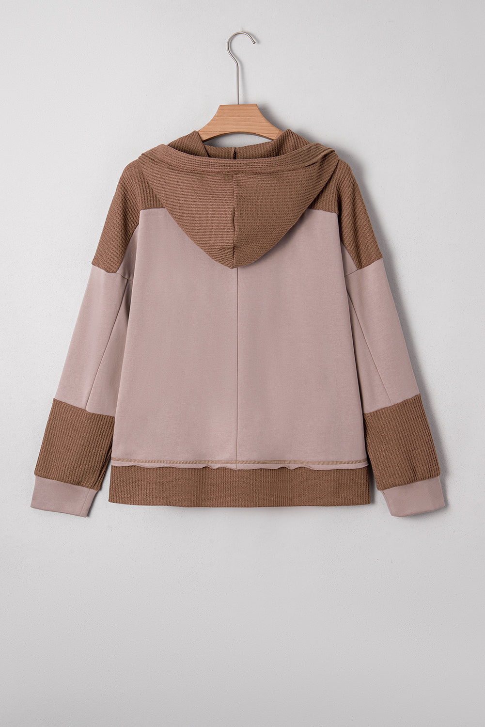 Goat Waffle Patchwork Exposed Seam Oversized Hoodie